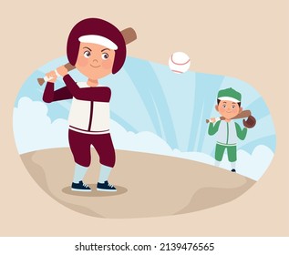 Jungen, die Baseballfiguren praktizieren