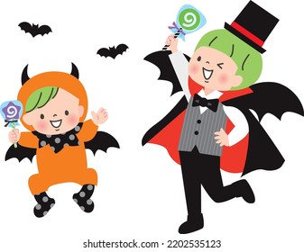 Niños con trajes bonitos en Halloween