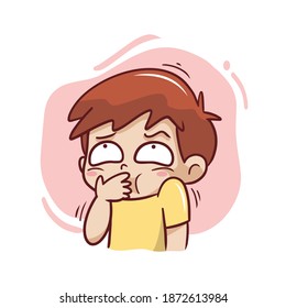 A boy's cute expression stifled a laugh