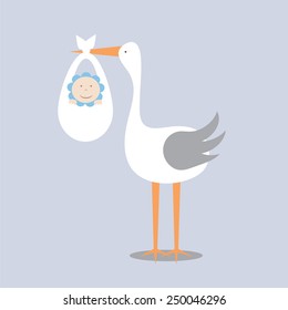 Boys delivery by a stork.EPS 10 vector file.