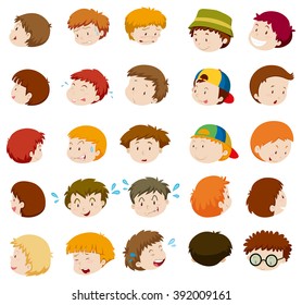Boys with different emotions illustration