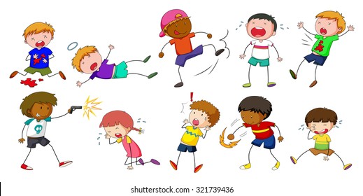 Chicos haciendo diferentes actividades ilustrativas