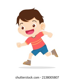 Boys  Doing Sport, Taking Part at Running.happy cute boy running