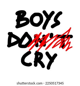 Boys Don't Cry V46 Typography Patch Streetwear, Urban Design Black and Red Colors Patch Commercial Use