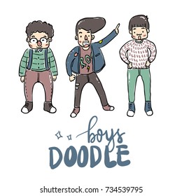 Boys Doodle Cartoon with Uniqueness like Comic Style