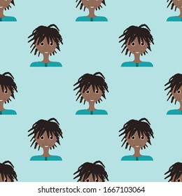 Boys with dreads repeat pattern print background