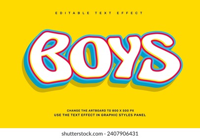 Boys editable text effect template
