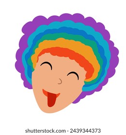 boys is engaged in various playful activities, exuding energy and joy. Clown wig for April fools' day.