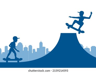 boys enjoy with playing skateboard ,vector illustration