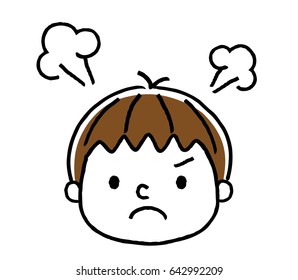 Boy's expression: get angry
