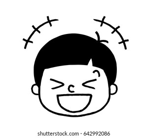 Boy's expression: laugh
