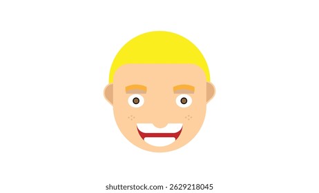 boy's face laughing and his hair is yellow