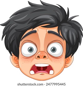La cara de un niño que muestra una expresión de conmoción