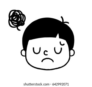 Boys' facial expressions: disappointed, suffering
