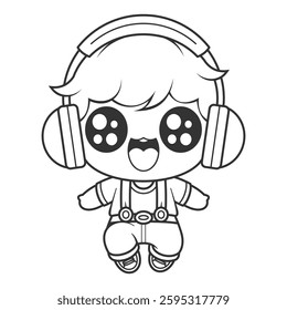 Boys feel happy listening to music, for coloring