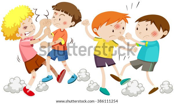 Boys Fighting Getting Hurt Illustration Stock Vector (Royalty Free ...