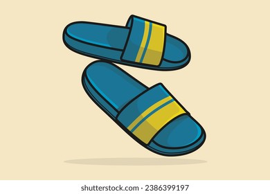 Boys Footwear Slippers Shoes Pair vector illustration. Beauty fashion objects icon concept. Colorful flip flop slippers shoes vector design.