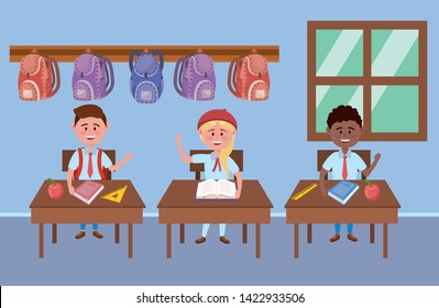 Boys and girl kid of school design