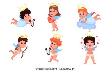 Boys and girls are angels. Vector illustration.