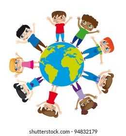 Boys and girls around the world, Vector Illustration