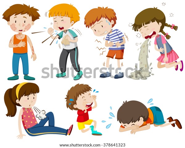 Boys Girls Being Sick Illustration Stock Vector (Royalty Free ...