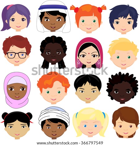 Boys Girls Different Nationalities Multinational Children Stock Vector ...