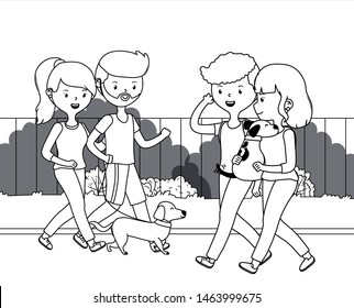 Boys and girls with dogs design
