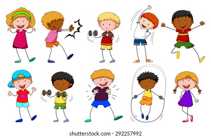 Niños y niñas que realizan diferentes actividades