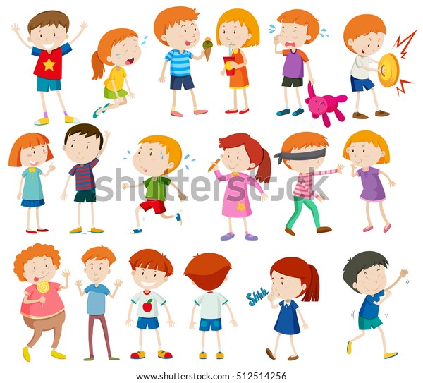 Boys Girls Doing Different Activities Stock Vector (Royalty Free) 512514256