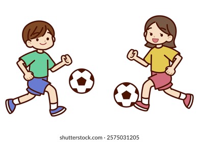 Boys and girls enjoying soccer