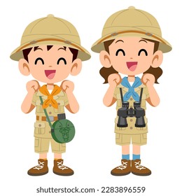 Boys and girls in expedition clothes