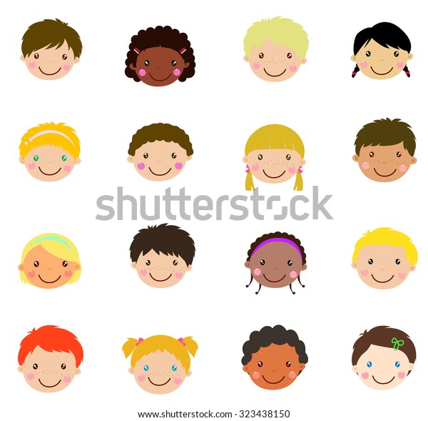 Boys Girls Face Set Stock Vector (Royalty Free) 323438150 | Shutterstock