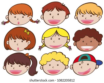 Boys and Girls Facial Expression illustration