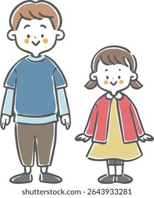 Boys and girls, full body, vector
