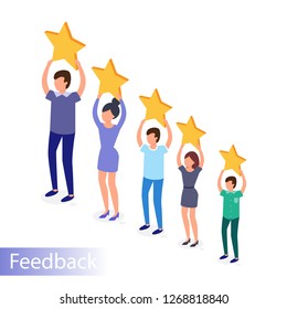 Boys and girls give rating  vector illustration template, can use for landing page, template, ui and web, poster. 