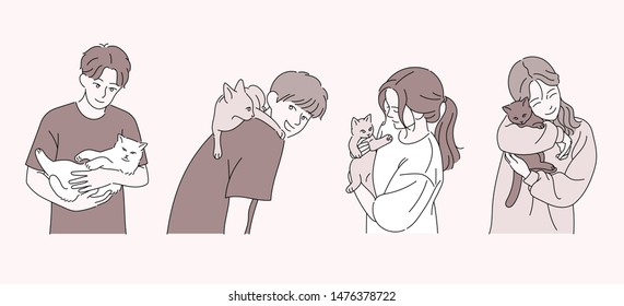 Girl Holding Cat Sketch Images Stock Photos Vectors Shutterstock