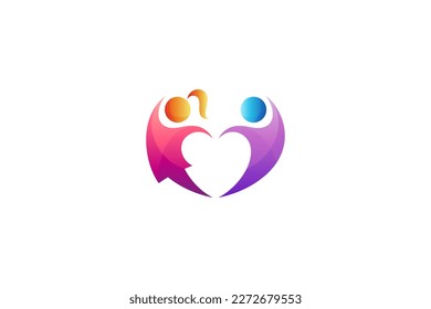 logotipos para niños y niñas, logotipo de vectores de amor y cuidado de niños