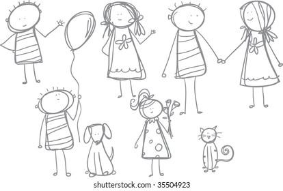 Girl Holding Cat Sketch Images Stock Photos Vectors Shutterstock