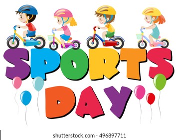 Boys and girls riding bike  illustration