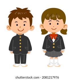Boys and girls in school uniform