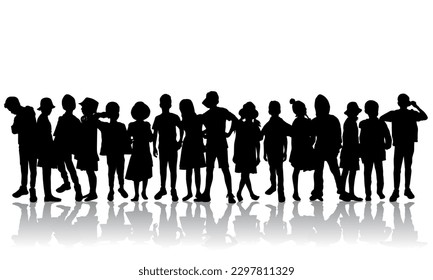 Boys and girls silhouttes vector illustration