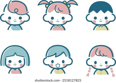 Boys and girls simple icon set