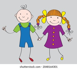 boys and girls study and play, walk, sing