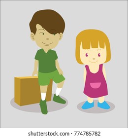 boys and girls vector. Brother Sister