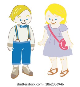 Boys and girls wearing cute clothes like dolls
