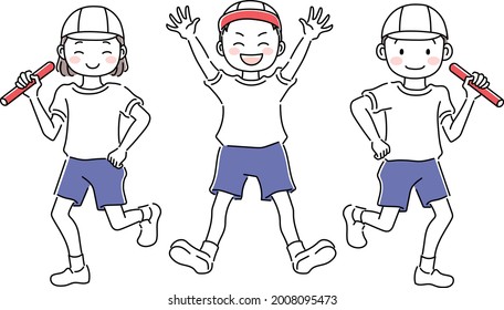Boys and girls wearing gym clothes 