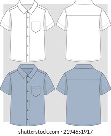 Boys Half Sleeve Shirt Flat Sketch Stock Vector (Royalty Free ...