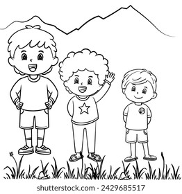 boys hand drawn outline illustration