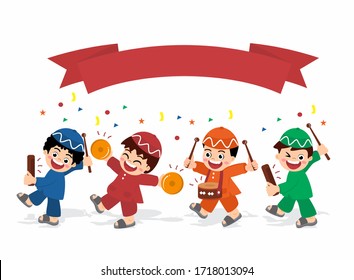 boys are happy smile celebrate greeting ramadhan and eid