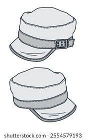 Boys hats technical illustration vector mockup template.